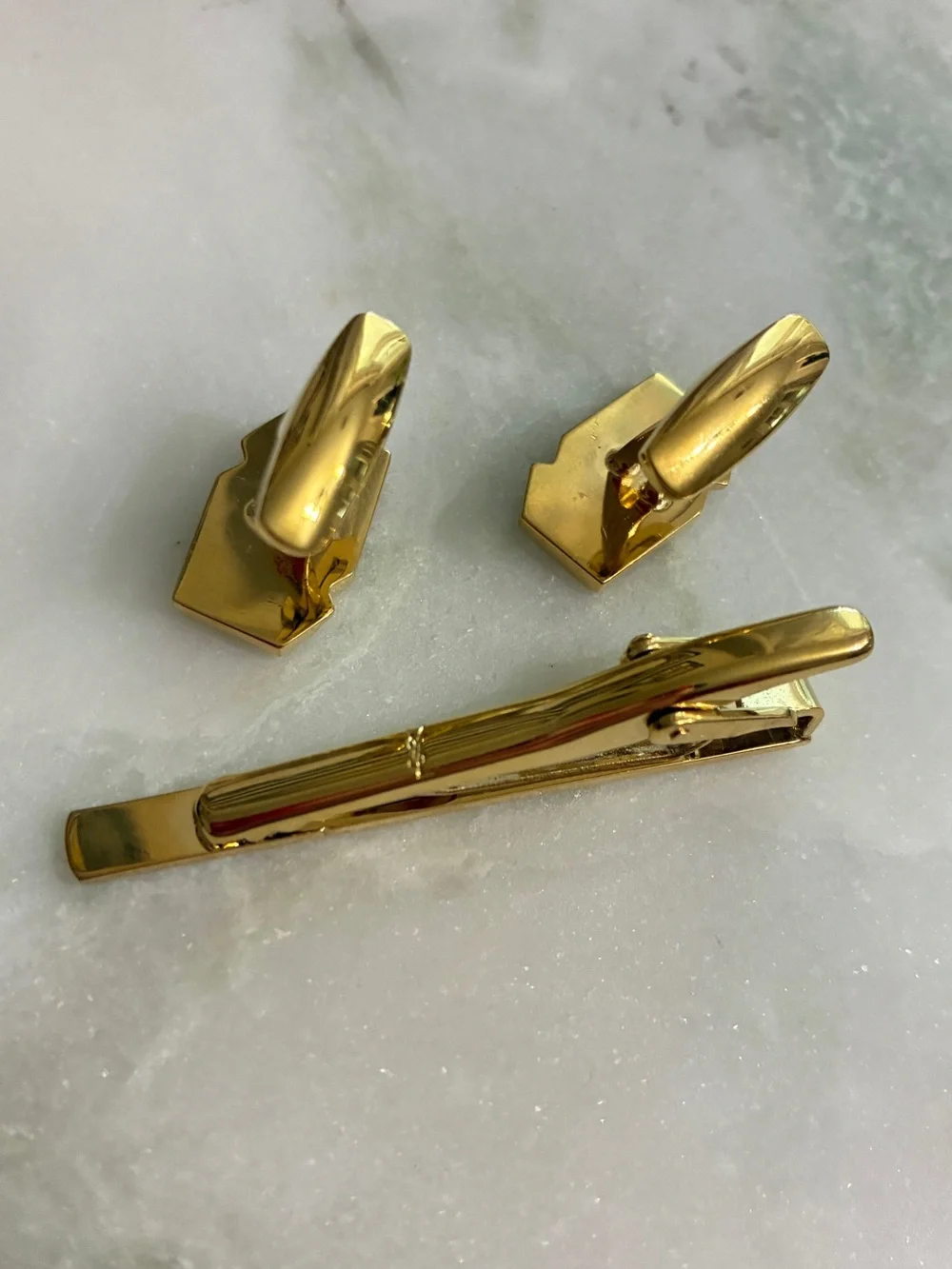YSL Vintage Cuff Links & Tie Clip Set